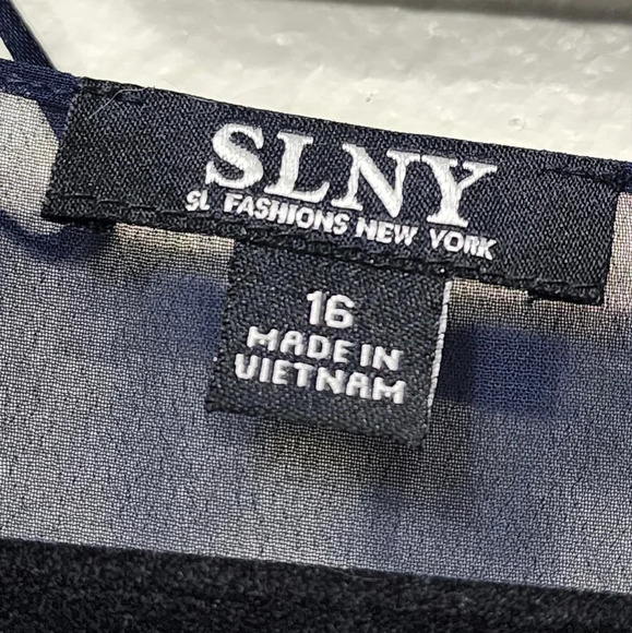 Womens Chiffon SLNY Deep Navy Beaded Cuff Dress Cover Up Size 16 - Picture 7 of 8